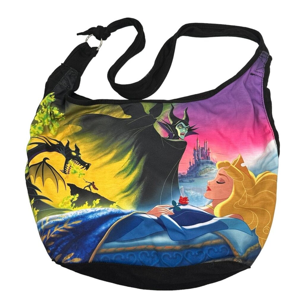 Loungefly Maleficent Sleeping Beauty Disney Hobo Bag Fabric Adjustable Strap